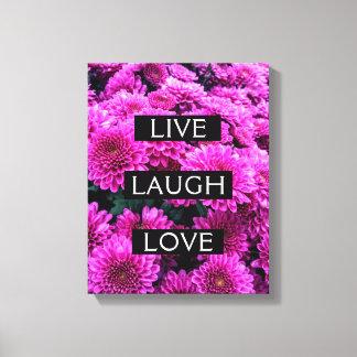 Live Laugh Kärlek BeSnyed Blommigt Wrapped Canvas