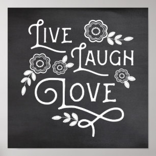 Live Laugh Kärlek Chalkboard Stil Art Poster