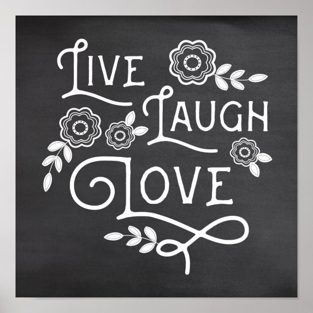Live Laugh Kärlek Chalkboard Stil Art Poster (Framsidan)