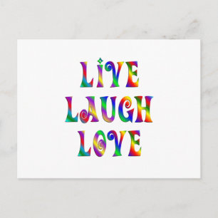 Live Laugh Kärlek Colorful Ord Vykort