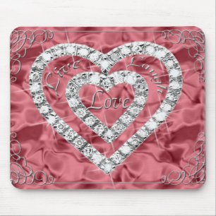 Live Laugh Kärlek Diamond Heart Red Mouse Pad Musmatta