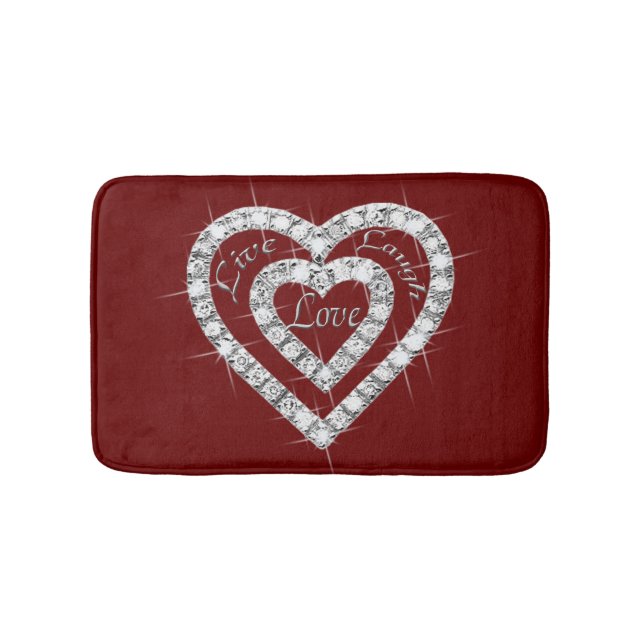 Live Laugh Kärlek Diamond Hearts Bath Mat Badrumsmatta (Framsidan)