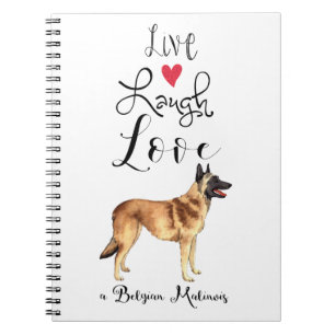 Live Laugh Kärlek en belgisk Malinois-anteckningsb Anteckningsbok