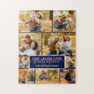 Live Laugh Kärlek Family är Forever Photo Collage Pussel