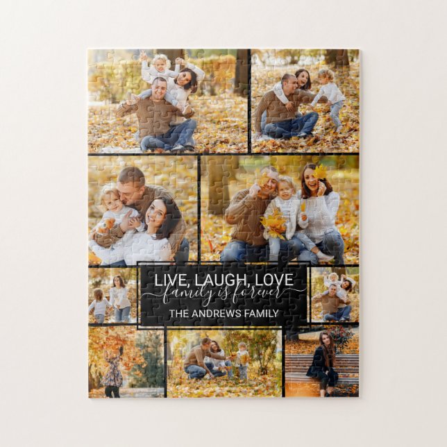 Live Laugh Kärlek Family är Forever Photo Collage Pussel (Vertikal)