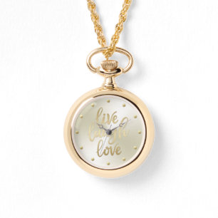 Live Laugh Kärlek Faux Guld Lettering Armbandsur