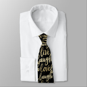 Live Laugh Kärlek Faux Guld Lettering Black Slips