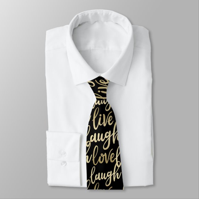 Live Laugh Kärlek Faux Guld Lettering Black Slips (Bunden)