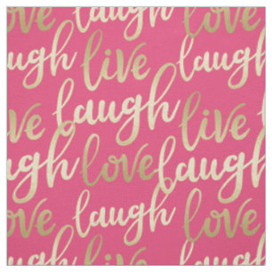 Live Laugh Kärlek Faux Guld Lettering Mönster Tyg