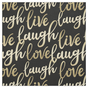 Live Laugh Kärlek Faux Guld Lettering Mönster Tyg