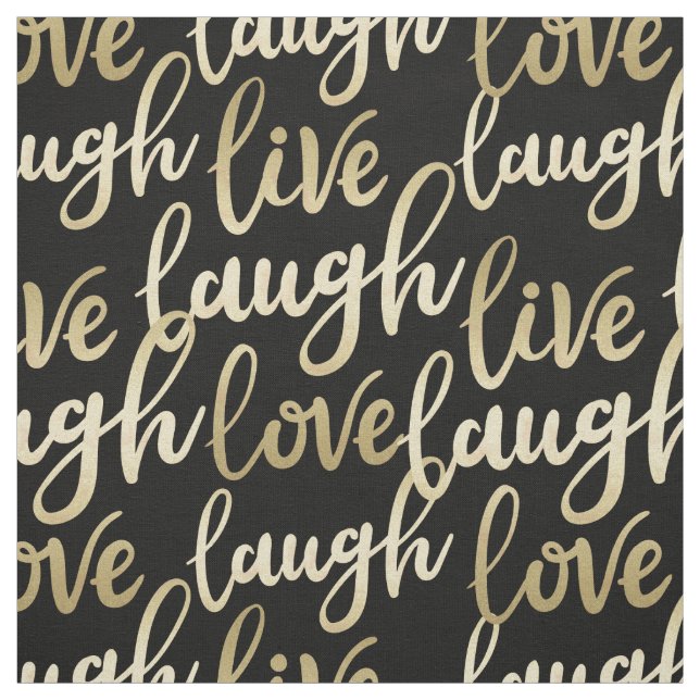 Live Laugh Kärlek Faux Guld Lettering Mönster Tyg (Provkarta)