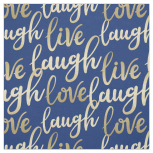 Live Laugh Kärlek Faux Guld Lettering Mönster Tyg