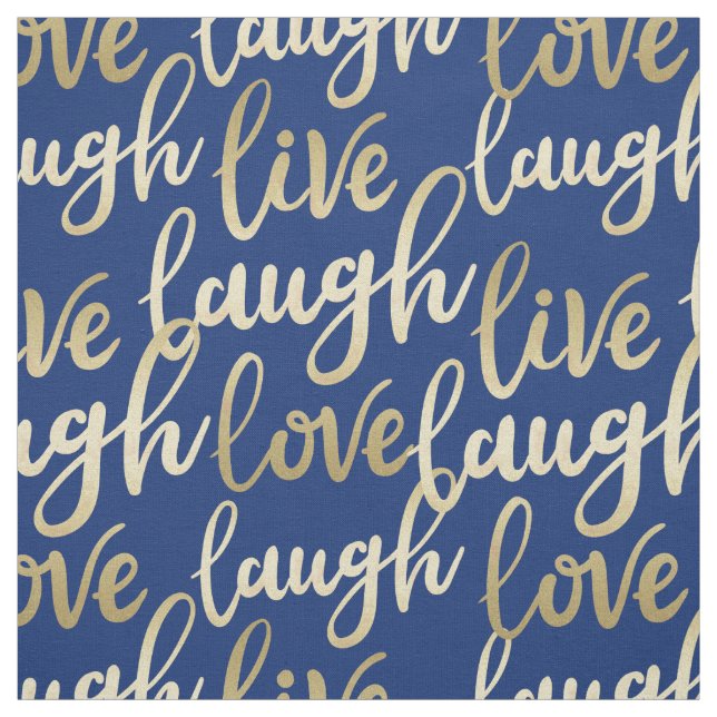 Live Laugh Kärlek Faux Guld Lettering Mönster Tyg (Provkarta)