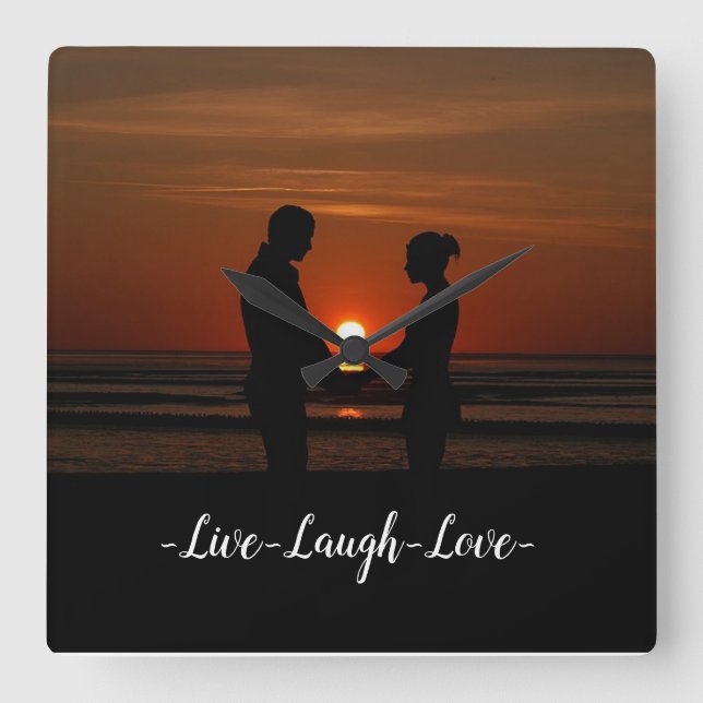 Live Laugh Kärlek Fyrkantig Klocka (Framsida)