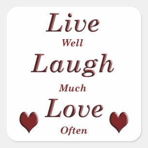 Live Laugh Kärlek Fyrkantigt Klistermärke