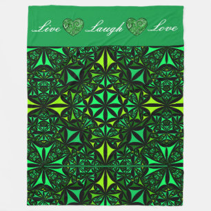 Live Laugh Kärlek Grönt Fractal Fleece Blanket