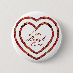 Live Laugh Kärlek i Hearts Knapp