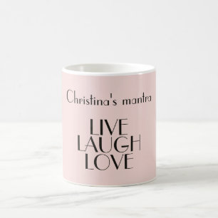 LIVE LAUGH KÄRLEK inspirational Quote Rosa Minimal Kaffemugg