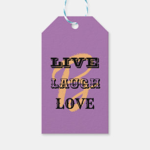 LIVE LAUGH KÄRLEK INTIAL LILA MODERN PRESENTETIKETT
