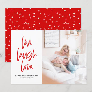 Live Laugh Kärlek Lettering White Valentine Day Julkort