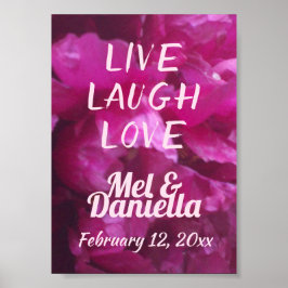 Live Laugh Kärlek Lila Peony Bröllop Poster