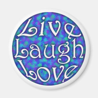 Live Laugh Kärlek Magnet på Blue Blommigt