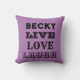 LIVE LAUGH KÄRLEK NAMN LILA MODERN Dekorativ kudde