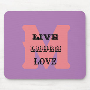 LIVE LAUGH KÄRLEK NAMN LILA MODERN ROLIGT Mousepad Musmatta