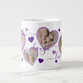 Live Laugh Kärlek Photo Hearts Lila Jumbo Mugg