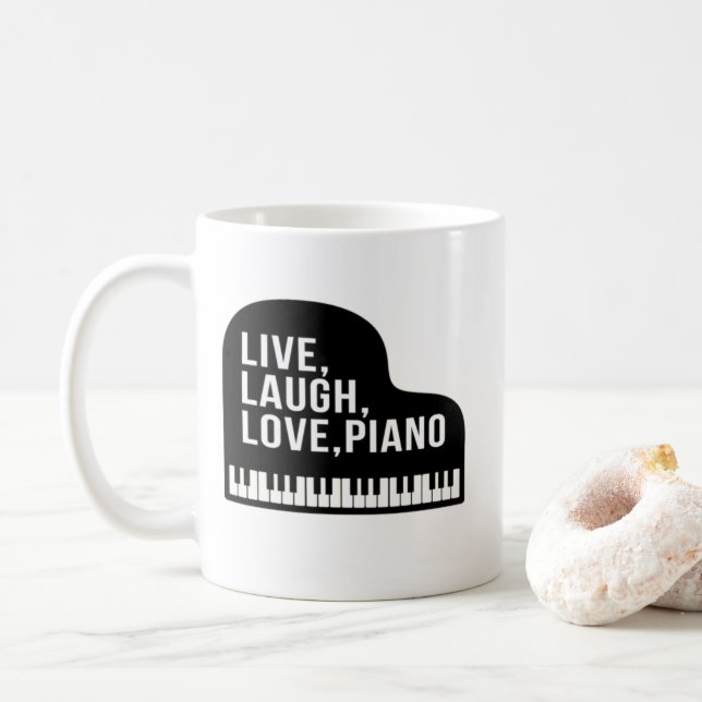 Live Laugh Kärlek Piano Grand Piano Pianist Quote Kaffemugg (Med munk)