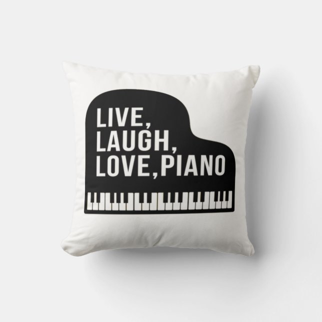Live Laugh Kärlek Piano Grand Piano Pianist Quote Kudde (Framsida)