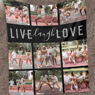Live Laugh Kärlek Quote Photo Collage Fleecefilt
