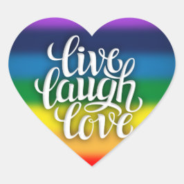 Live Laugh Kärlek Rainbow Sticker Hjärtformat Klistermärke
