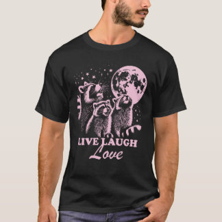 Live Laugh Kärlek Retro Raccoon T Shirt