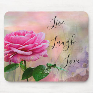 Live Laugh Kärlek Rosa ros Musmatta