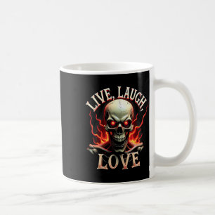 Live Laugh Kärlek Skeleton Skull Scary Ironic Funn Kaffemugg