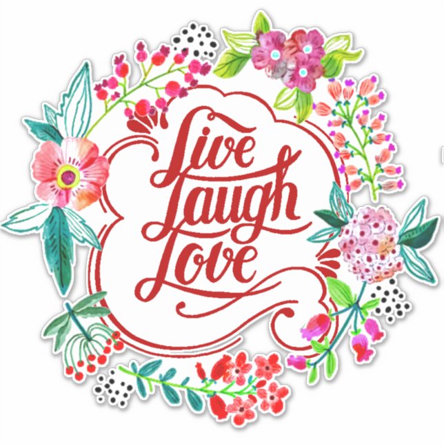 LIve laugh love blommig dekal (Framsida)