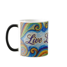 Live Laugh Love mosaik färgförändrande keramikmugg