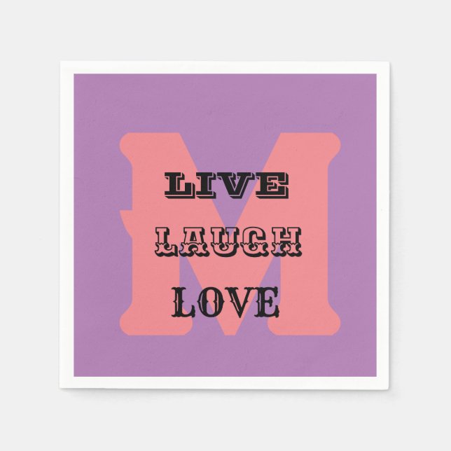 LIVE LAUGH LOVE NAMN LILA MODERN PAPPER PAPPERSSERVETT (Framsidan)