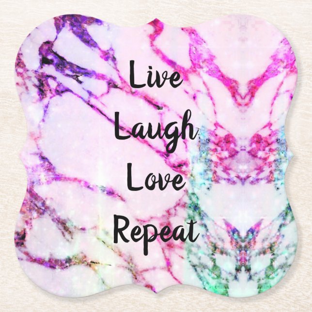 Live Laugh Love Repeat Marmor Pappersunderläggssat Underlägg Papper (Framsida)