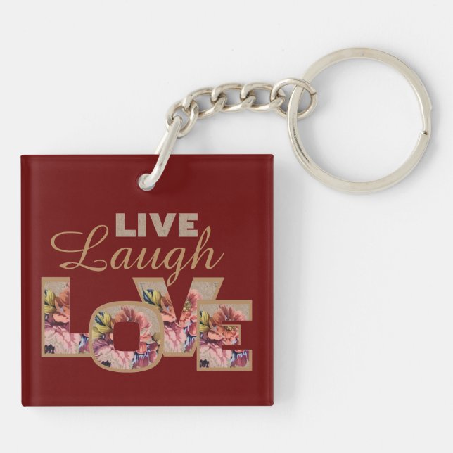 Live, Laugh, Love Rustic Floral on Burgundy (Baksidan)