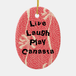 Live Laugh Play Canasta Julgransprydnad Keramik