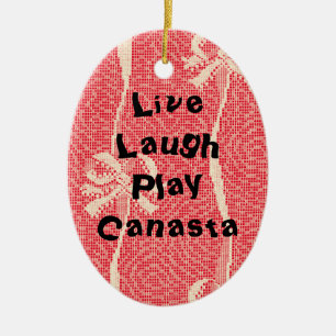 Live Laugh Play Canasta Julgransprydnad Keramik