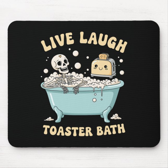 Live Laugh Toaster Th Funny Skeleton Meme Mörk Hum Musmatta (Framsidan)