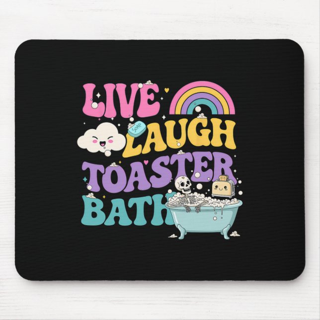 Live Laugh Toaster Th Funny Skeleton Meme Mörk Hum Musmatta (Framsidan)