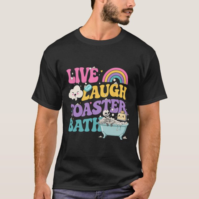 Live Laugh Toaster Th Funny Skeleton Meme Mörk Hum T Shirt (Framsida)