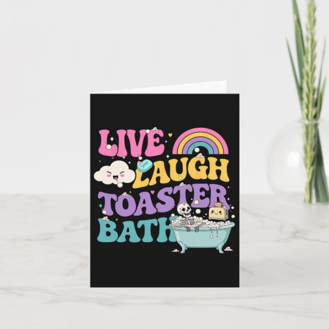 Live Laugh Toaster Th Rolig Skelett Meme Mörk Humo Kort (Framsida)