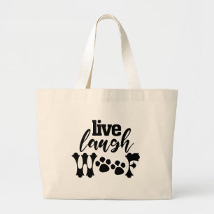 LIVE LAUGH WOOF rolig hund pappa husdjur valp mamm Jumbo Tygkasse