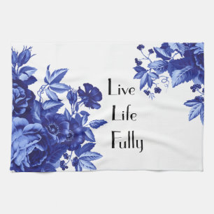 Live Life - helt blått Blommigt Kökstorn Kökshandduk