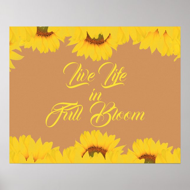 Live Life i Fullt Bloom Inspirational Quote Poster (Framsidan)